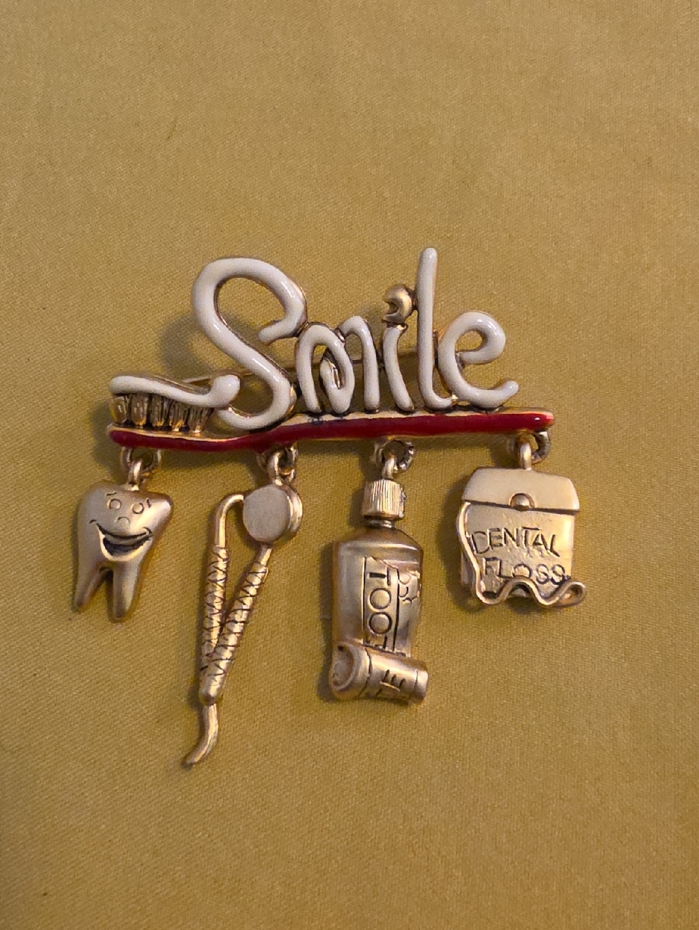 Vintage Danecraft Dentist or Dental Hygienist Themed Brooch